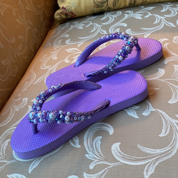 🌸 BEADED FLIP FLOP SANDALS - Picture 3 of 8